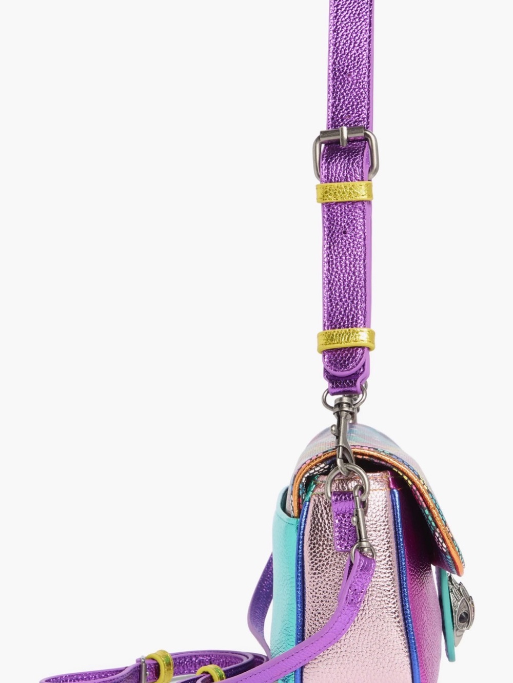 Kurt Geiger Camden Flap Pink Multicolor Woven Flap Shoulder Bag. Stunning 🤩 - Picture 4 of 6